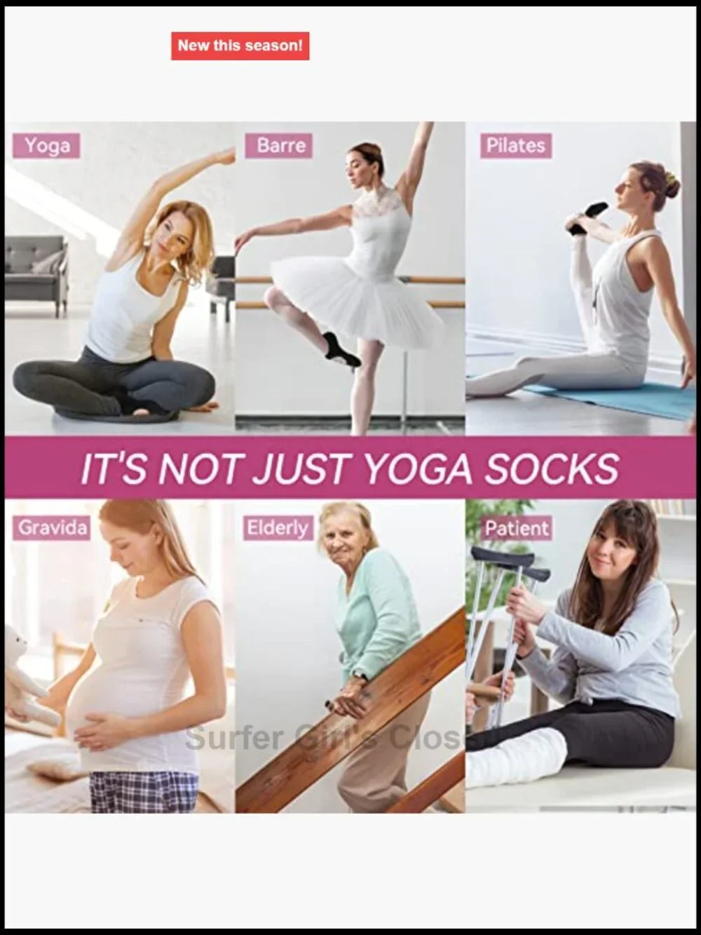 Non Slip Yoga Socks with Grips for Pilates Ballet Barre